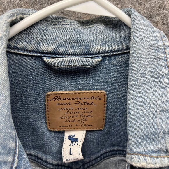 Abercrombie & Fitch Jacket Women Large Ladies Blue Denim Casual Cotton Vtg - Picture 5 of 12